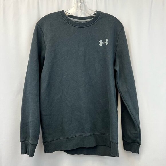 Under Armour Mens Sweatshirt Crew Gray Logo Fitted Athleisure Long Sleeve M - Picture 1 of 10